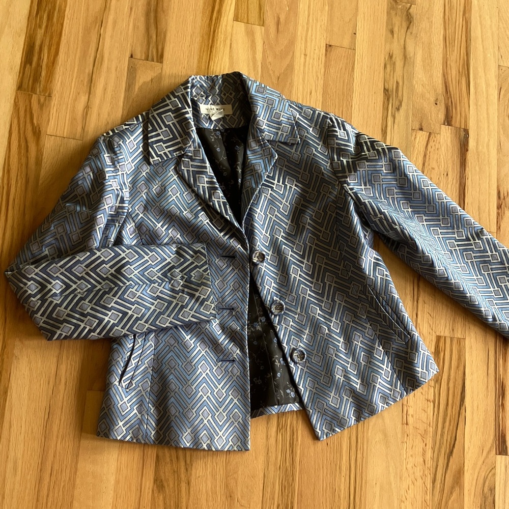 10 Nine West Silk & Cotton Blazer blue